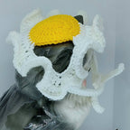 Crochet Fried Egg Hat - Cat Hat - Pet Hat - Made to order