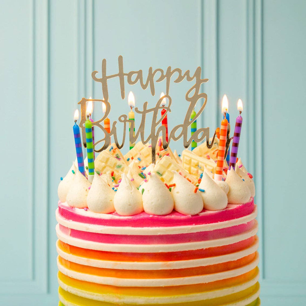 Striped Multicolor Candles - 24 Pack | Cake Candle |