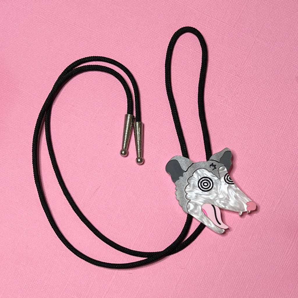 Unhinged opossum bolo tie (handmade)