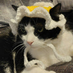 Crochet Fried Egg Hat - Cat Hat - Pet Hat - Made to order
