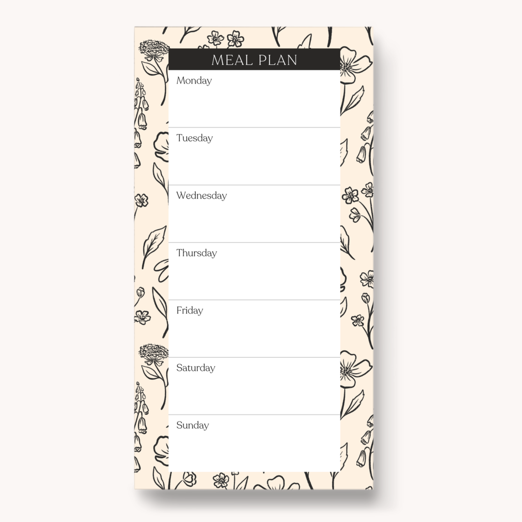Floral Magnetic Meal Plan Notepad