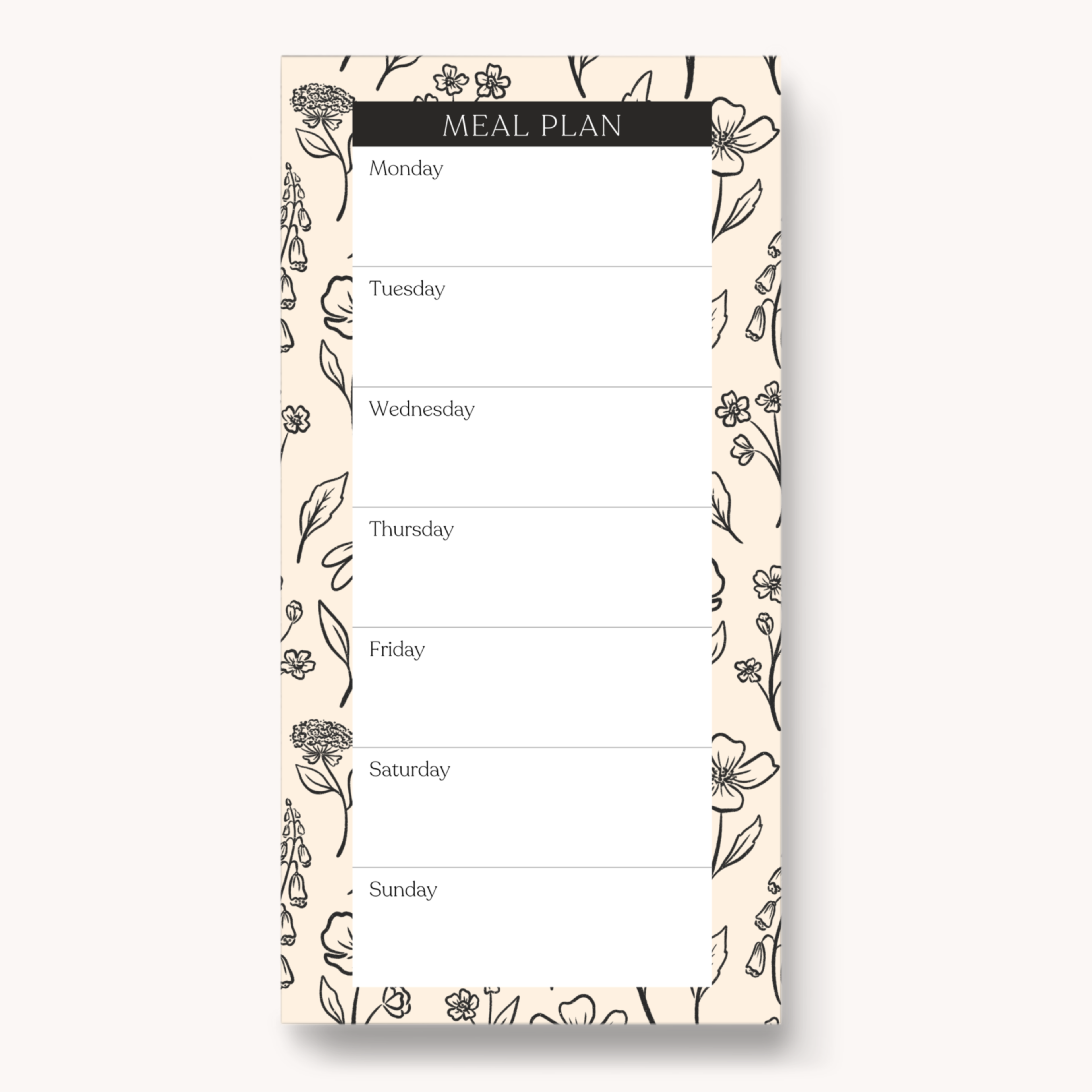 Floral Magnetic Meal Plan Notepad
