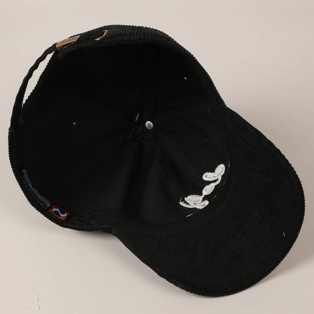 Dog Mom Text Solid Color Corduroy Baseball Cap