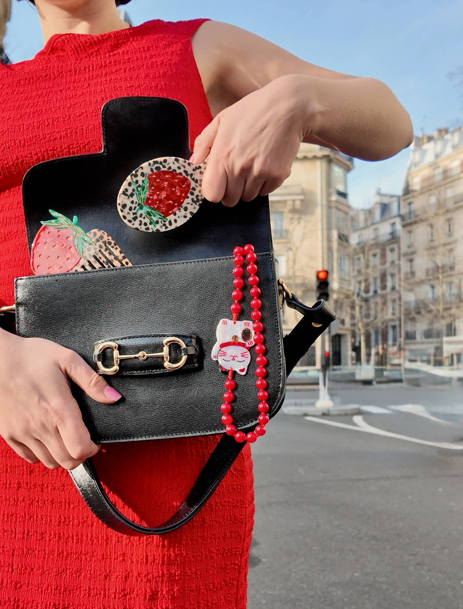 Hand-painted Strawberry Handbag Hero Brush | Eco-Friendly