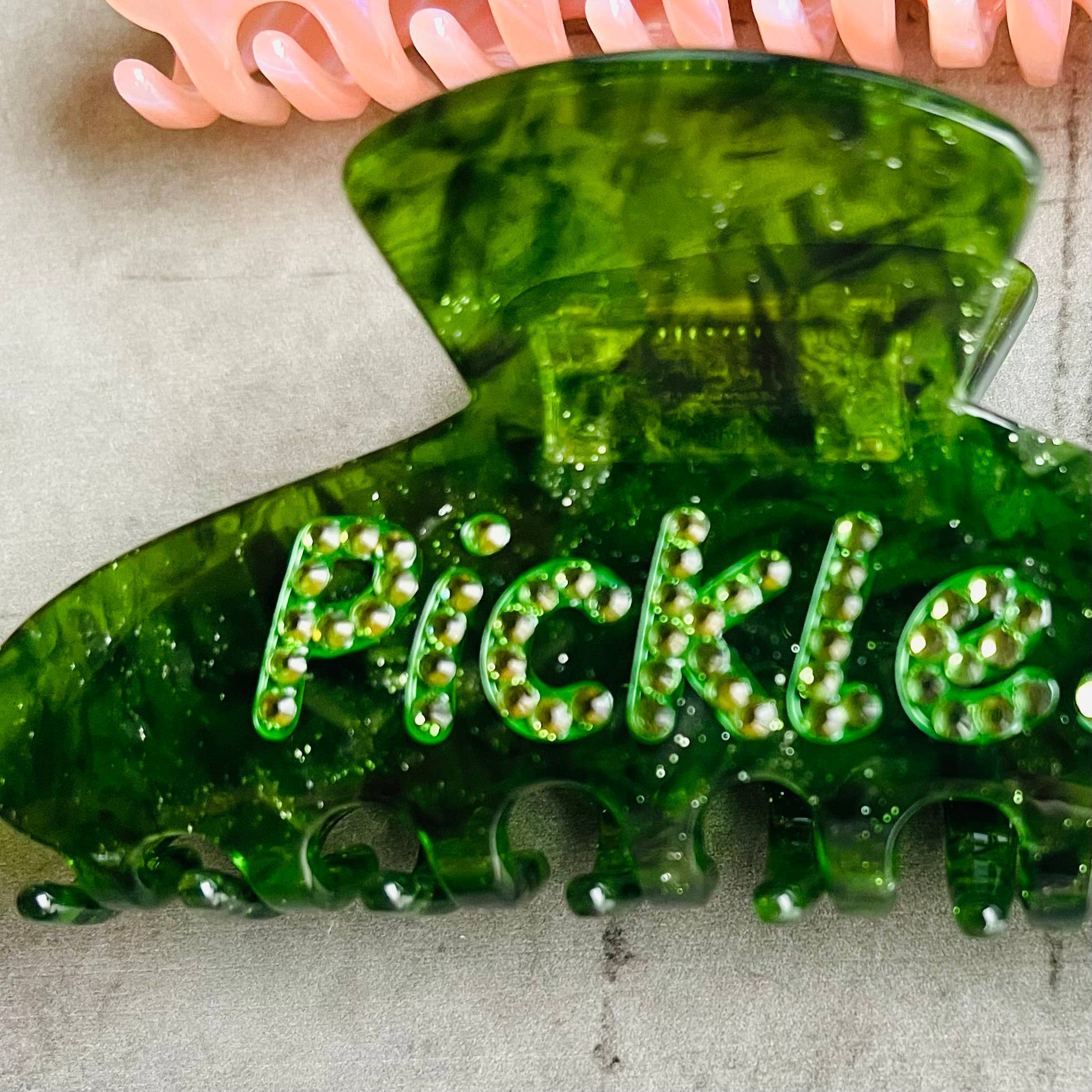 Pickles word Rhinestone Hair Claw clip novelty accessories
