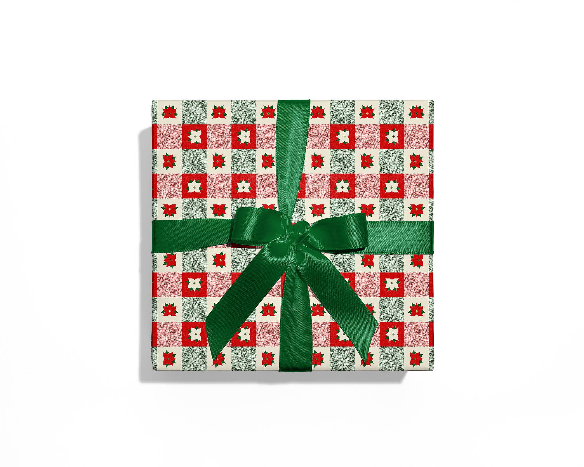Poinsettia Plaid Wrapping Paper