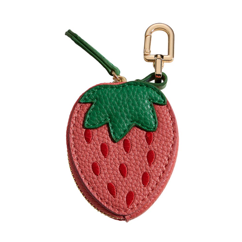 Genuine Leather Strawberry Coin Purse / Keychain / Bag Charm