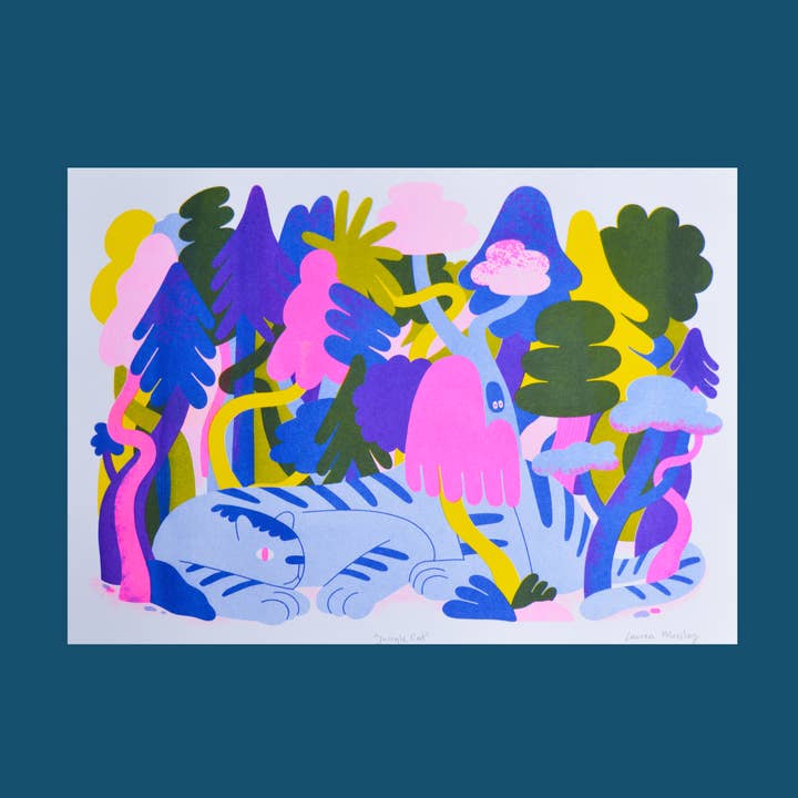 Jungle Cat riso Print