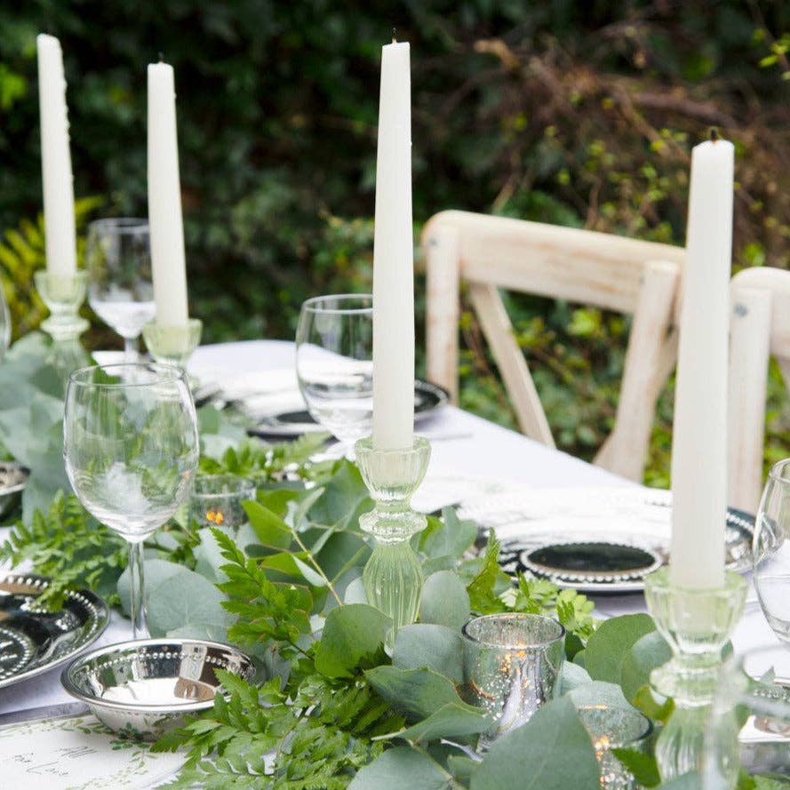 Green Glass Candle Holder | Home Decor |