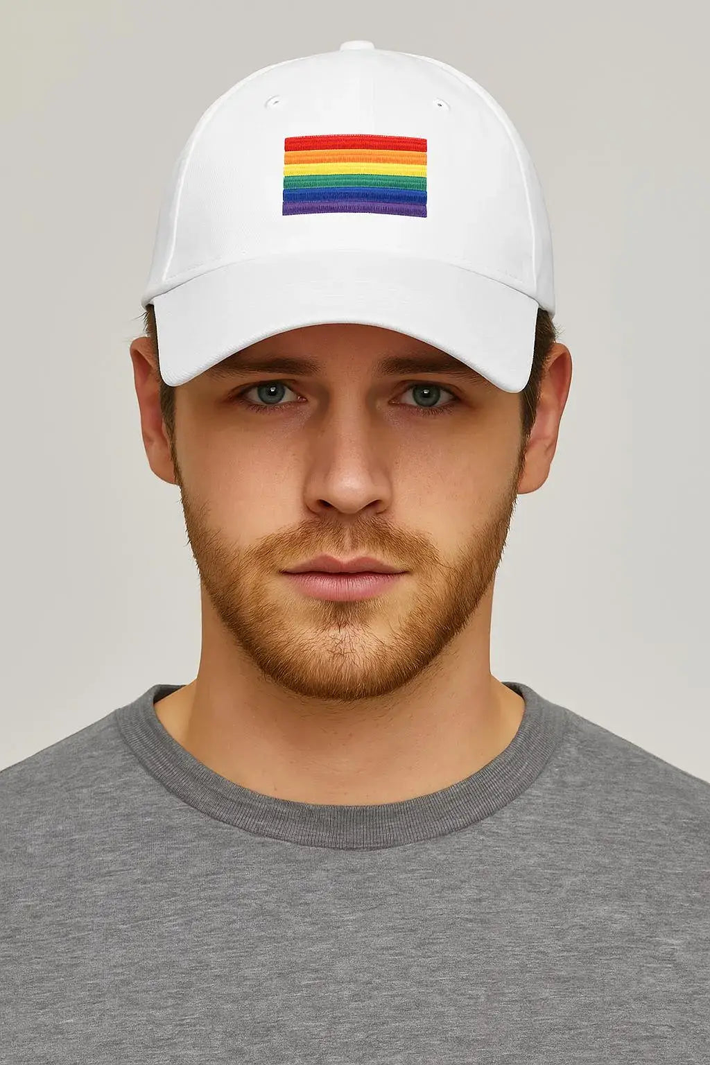 Rainbow Flag Baseball Hats in White