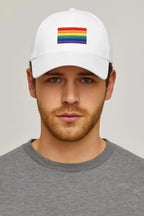 Rainbow Flag Baseball Hats in White