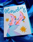 Howdy Cowgirl Risograph A2 Greeting Card