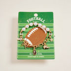 7.25 Inch Football Charms Pearl Chain Stretch Bracelet
