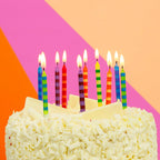 Striped Multicolor Candles - 24 Pack | Cake Candle |