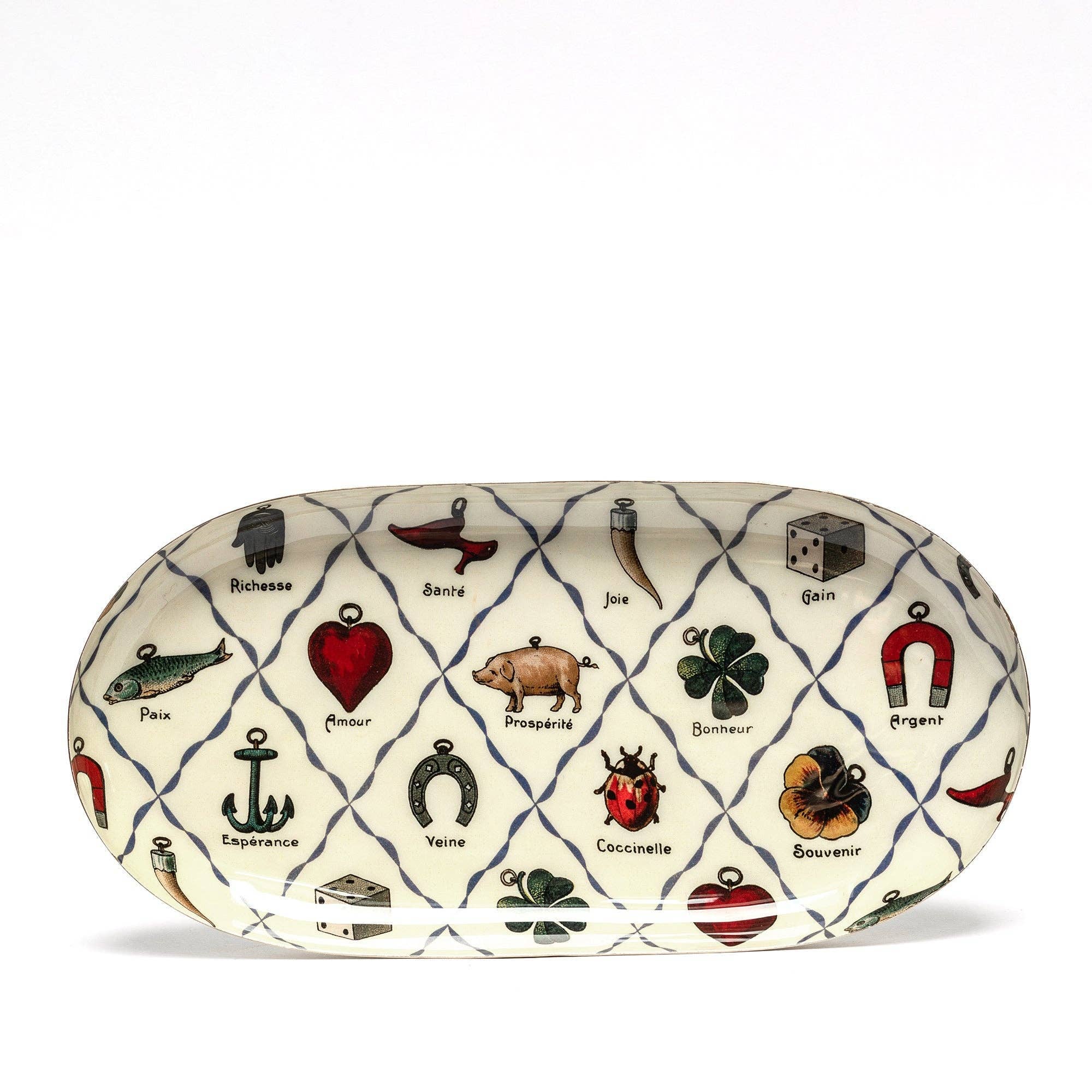 Oval Enamel Tray - Charms