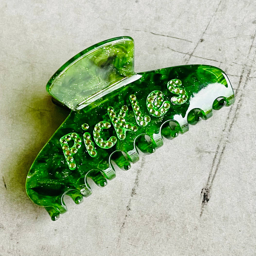 Pickles word Rhinestone Hair Claw clip novelty accessories