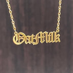 Oat Milk word Necklace stainless steel gold Foodie vegan