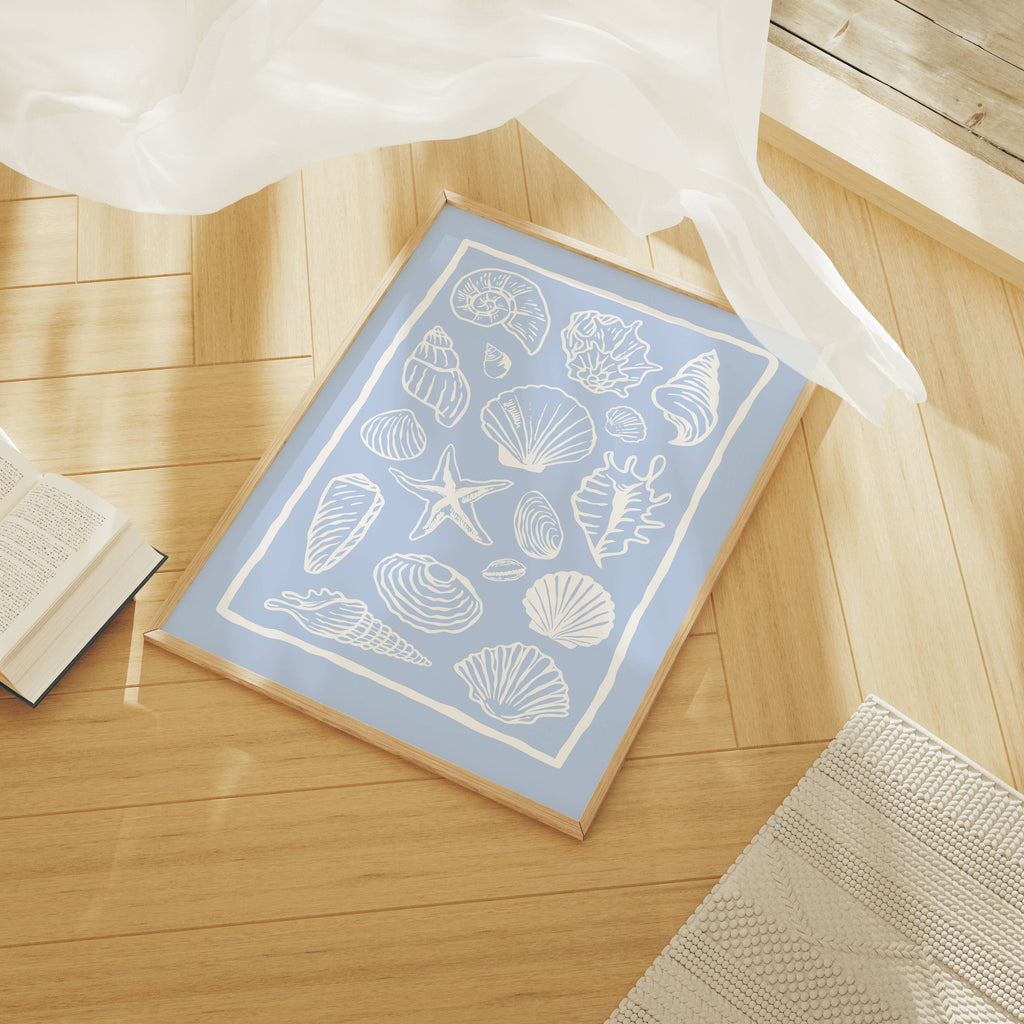 Seashells Light Blue Print