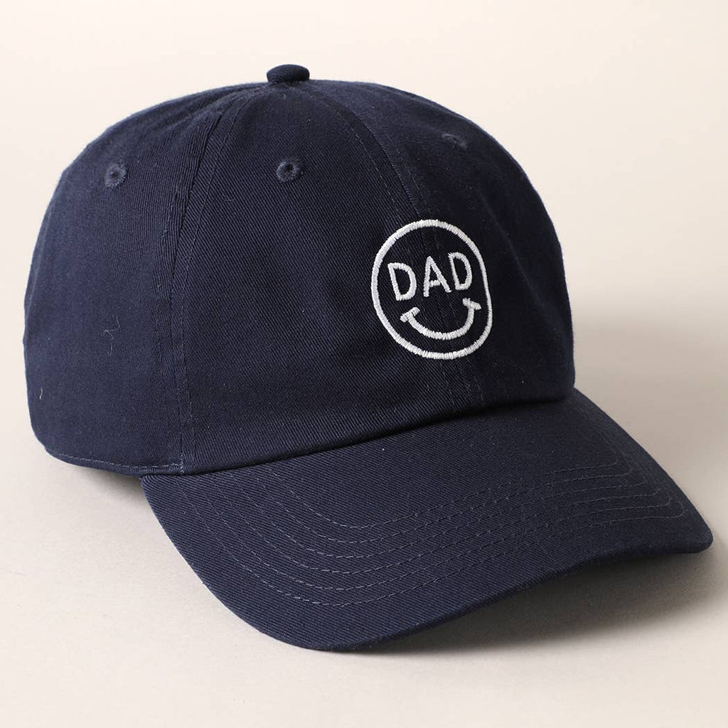 Dad Happy Face Designed Embroidered Baseball Cap