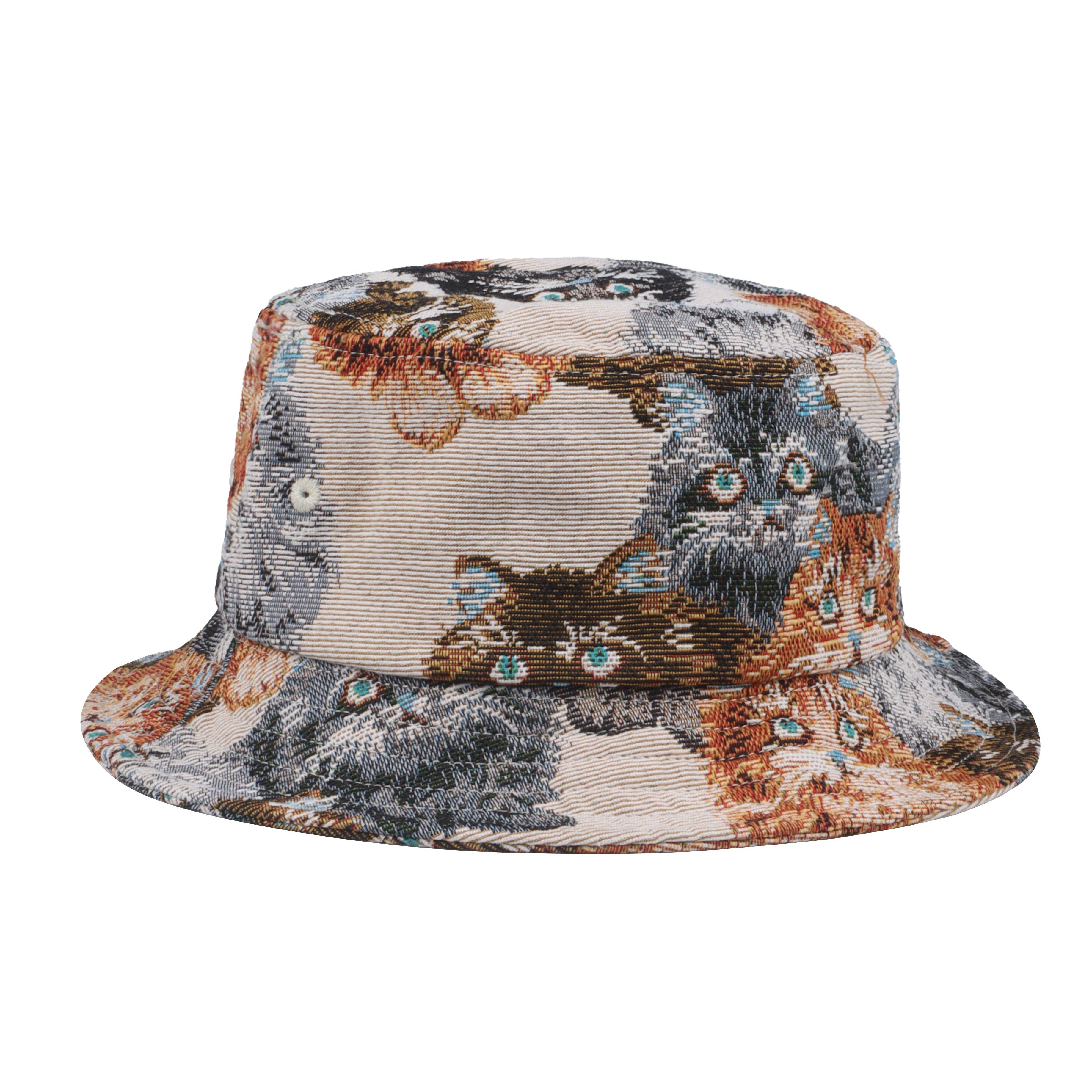 Vintage Tapestry Cat Jacquard Bucket Hat | Sun Protection Hat for Cat Lovers | HatPhile