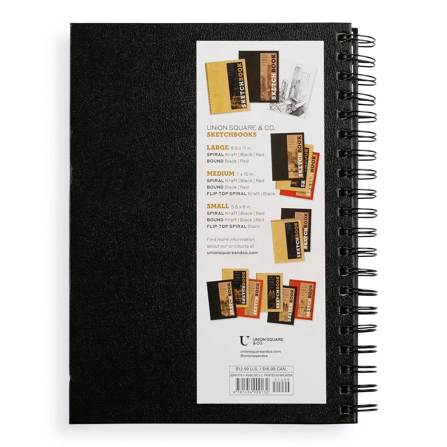 Medium Sketchbook Spiral Hardcover - Black
