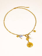 Briar 18K Gold Non-Tarnish Shell Ceramic Charm Necklace