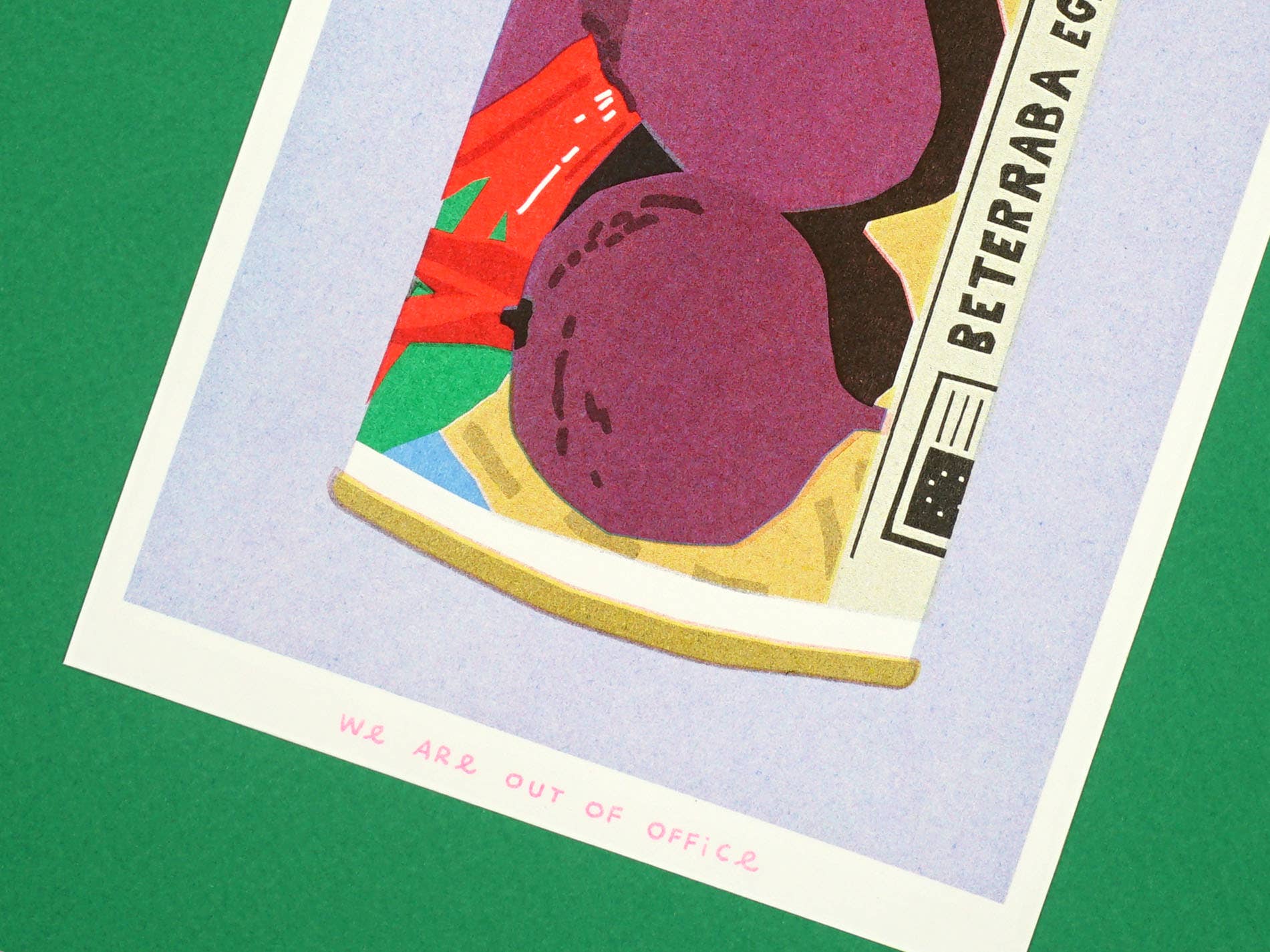 A risograph print of a can of a can with beet seeds
