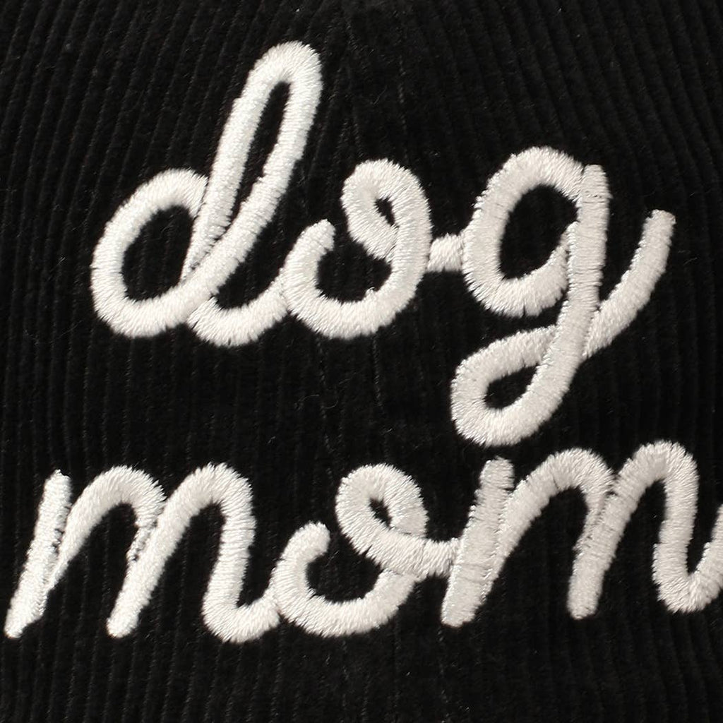Dog Mom Text Solid Color Corduroy Baseball Cap