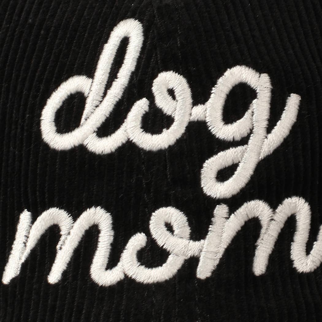 Dog Mom Text Solid Color Corduroy Baseball Cap