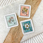 Light Blue Floral Stamp Sticker