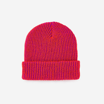 Simple Rib Knit Beanie- Poppy Magenta