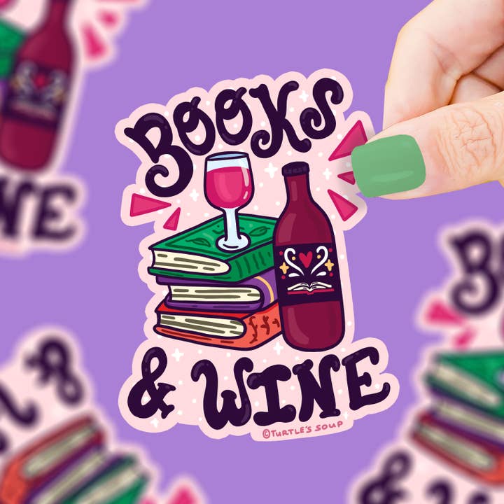 Books and Wine Sticker
