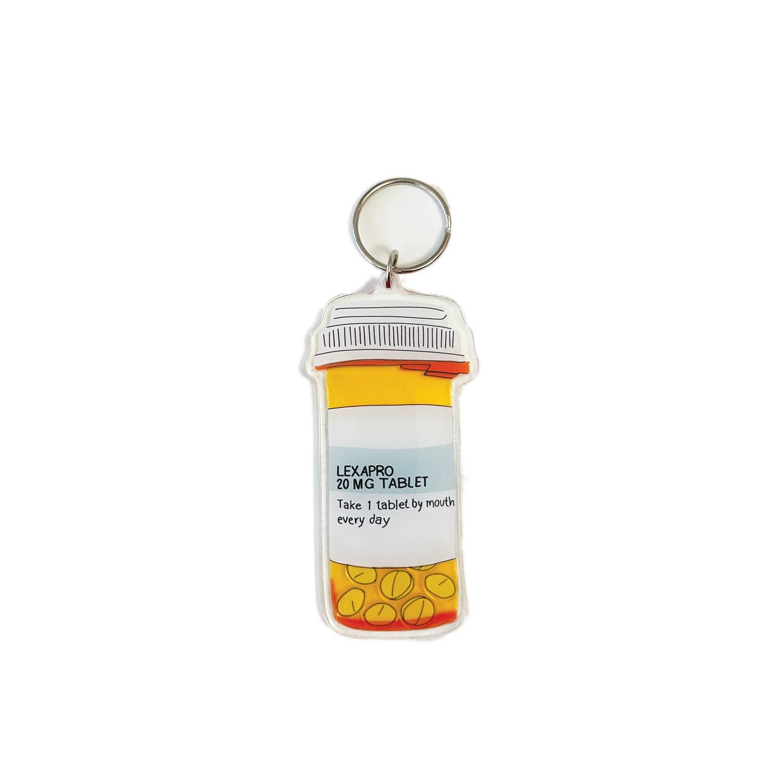 Silly Lexapro Pill Bottle Shaker keychain