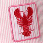 Lobster Embroidered Patch Seersucker Trucker Hat