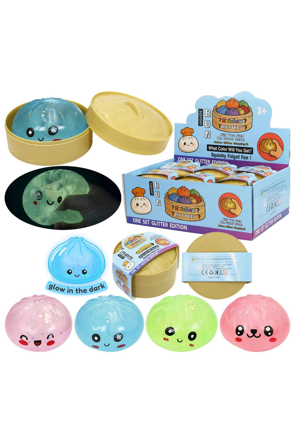 Neon Pastel Glow In Dark Jiggly Jelly Slime Dumpling Squishy