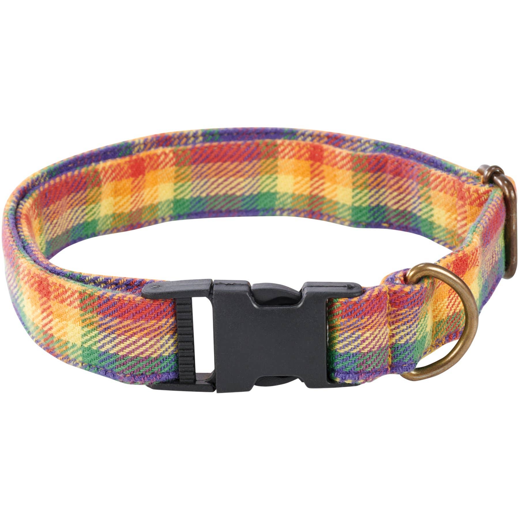 Rainbow Plaid Dog Collar