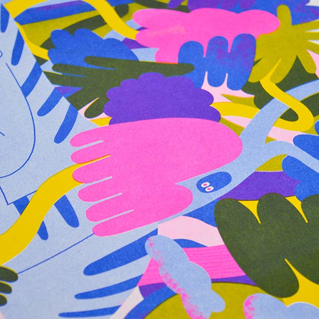 Jungle Cat riso Print