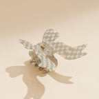 Bow-Shaped Checkered Acetate Hair Claw Clip
