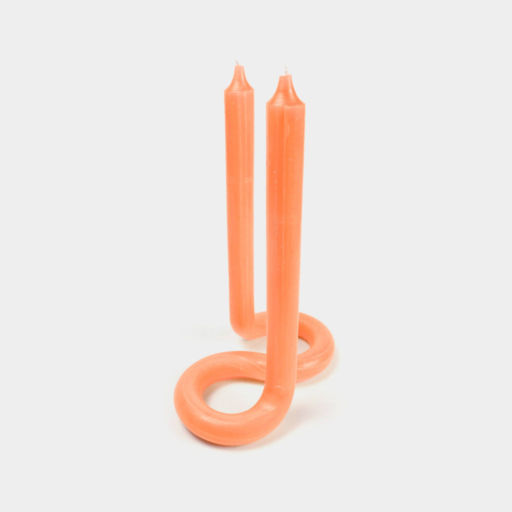Twist Candle Sticks by Lex Pott, 9.5" Tall, Orange