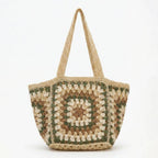 Vintage Granny Square Crochet Summer Tote Bag