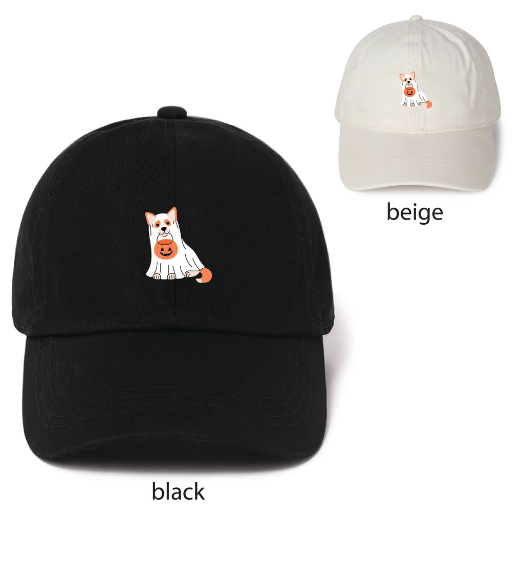 HALLOWEEN Trick-or-treat Ghost Dog Embroidered Baseball Cap