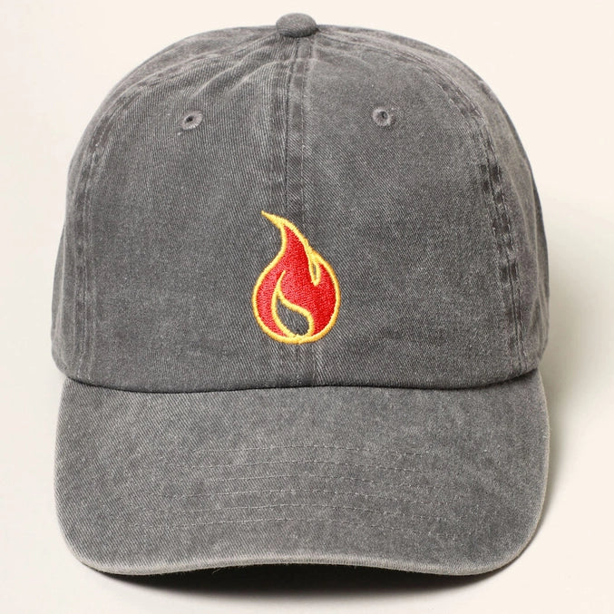 Fire Embroidered Cotton Baseball Cap
