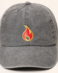 Fire Embroidered Cotton Baseball Cap