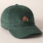 Cute Poodle Dog Embroidery Corduroy Baseball Cap