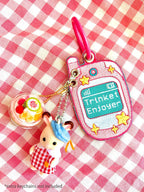 Pink Cell Phone Trinket Enjoyer Embroidered Keychain