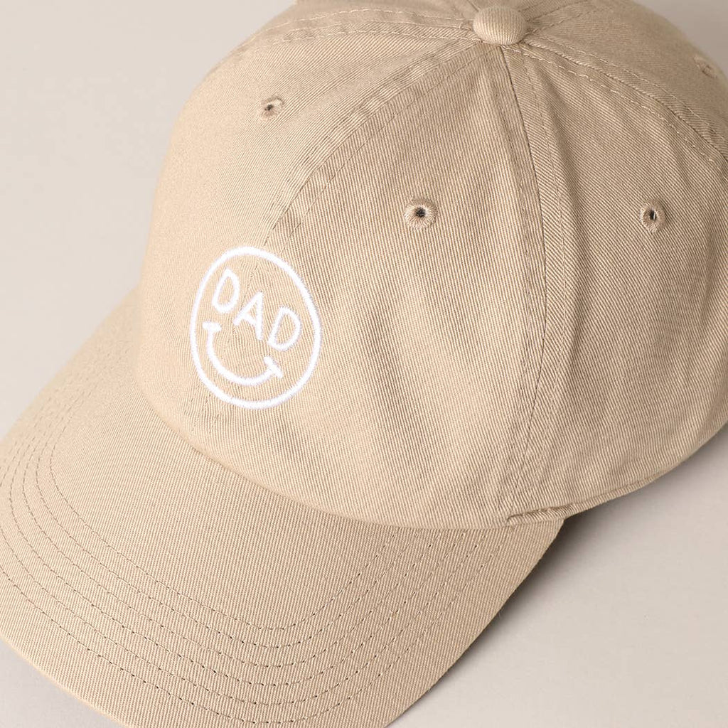 Dad Happy Face Designed Embroidered Baseball Cap