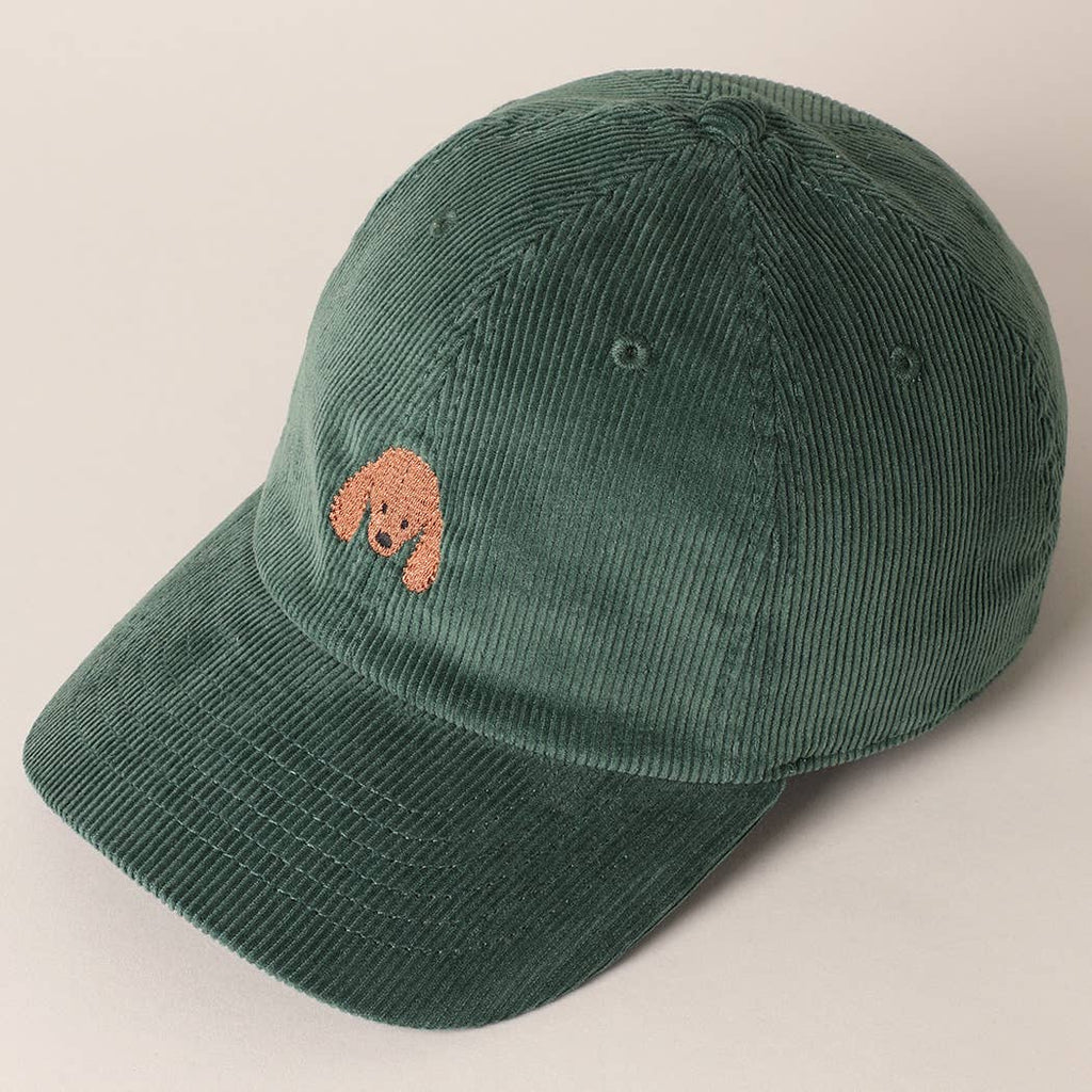 Cute Poodle Dog Embroidery Corduroy Baseball Cap