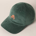 Cute Poodle Dog Embroidery Corduroy Baseball Cap