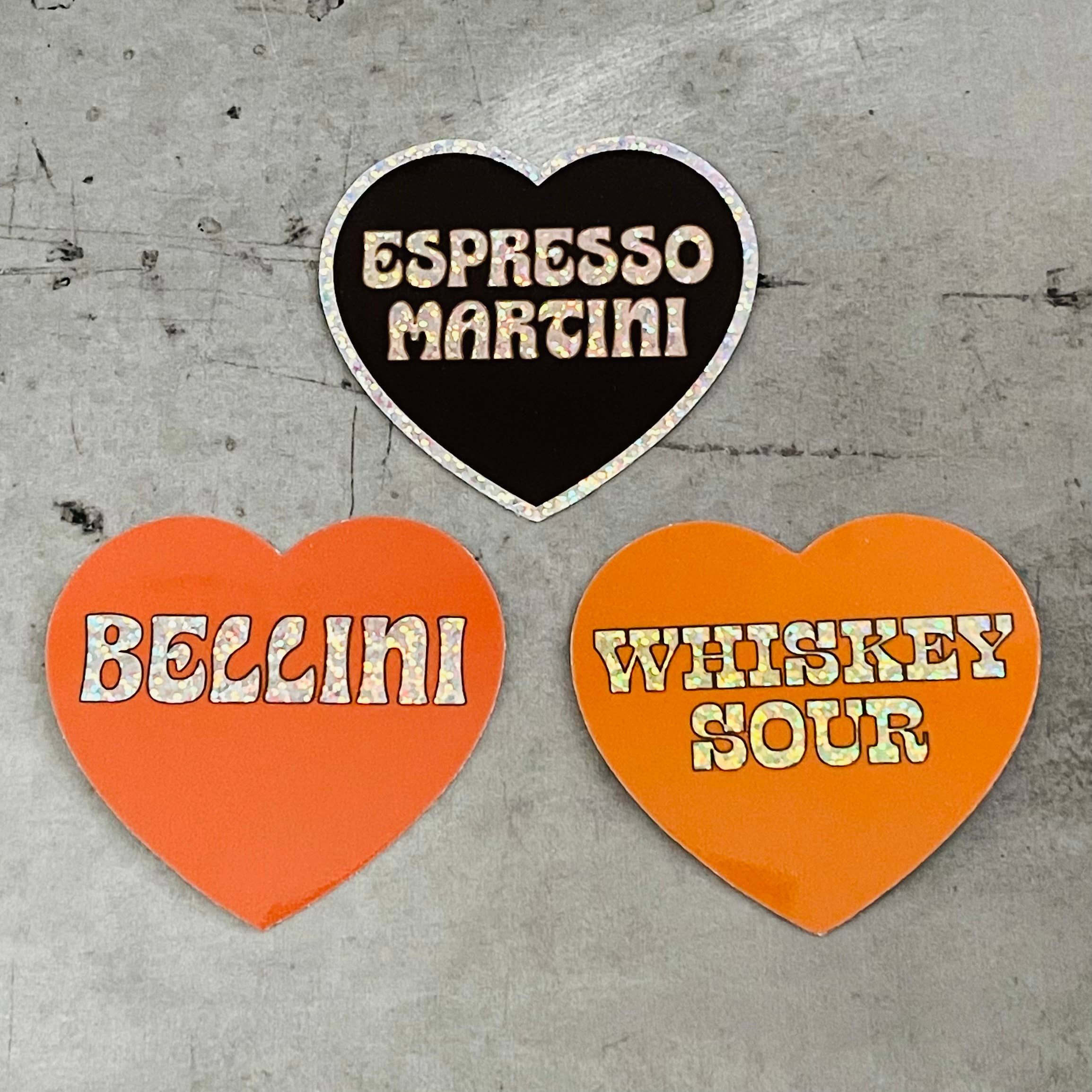 Espresso martini sparkly Heart Sticker restaurant bar gifts