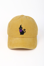 HALLOWEEN Cat with Witch Hat Embroidered Baseball Cap